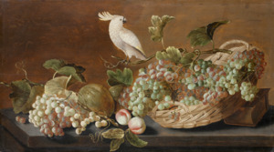 Måleri, stilleben. Papegoja och frukt - Skoklosters slott - 88961