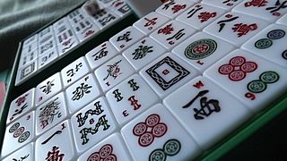 Mahjong tiles on angle