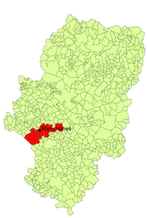 Location of Machones within Campo de Daroca in Aragon