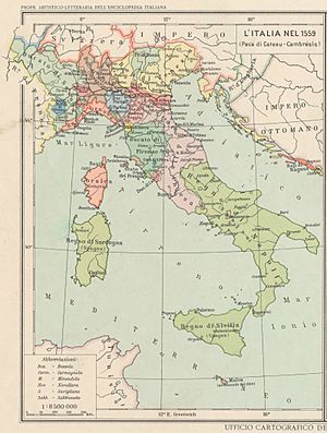 Map Italy in 1559 - Touring Club Italiano CART-TRC-48 01