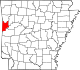 State map highlighting Sebastian County