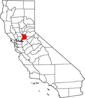 Map of California highlighting Sacramento County