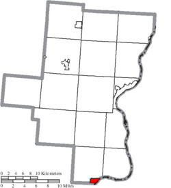 Location of Crown City in Gallia County