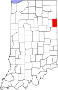 Adams County's location in Indiana