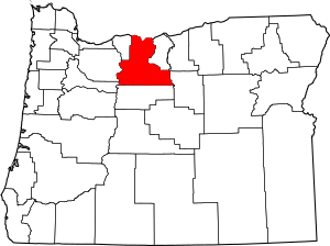 Map of Oregon highlighting Wasco County