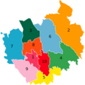 Map of wards of Saitama city with numbers