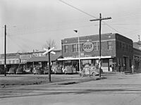Oak Street at the railroad tracks, Carrier Mills, Illinois, 8b17311