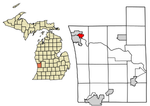 Ottawa County Michigan Incorporated and Unincorporated areas Spring Lake Highlighted