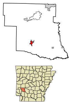Location of Murfreesboro in Pike County, Arkansas.