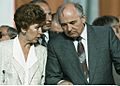 RIAN archive 28133 Gorbachev with spouse in Poland