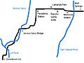 Rail line map of the Los Angeles and San Gabriel Valley Railroad