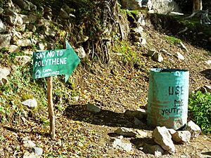 Say no to polythene. Sign. Nako, H.P. India