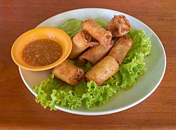 Spring rolls in restaurant in Siem Reap