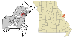 Location of Charlack, Missouri