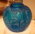 Vase (Perruches) by René Jules Lalique, 1922, blown four mold glass - Cincinnati Art Museum - DSC04355