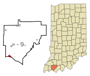 290px Warrick County Indiana Incorporated And Unincorporated Areas Newburgh Highlighted.svg 