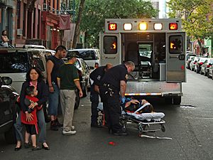 Woman collapses in the East Village of New York