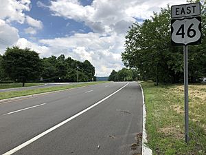 2018-06-28 13 00 29 View east along U.S. Route 46 just east of Manunkachunk Road and Upper Sarepta Road in White Township, Warren County, New Jersey