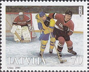 Artūrs Irbe 2000 stamp of Latvia