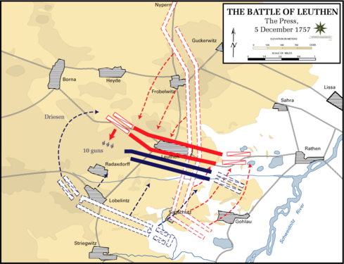 Map showing Charles's efforts to rearrange his troops to counter the Prussian flanking movement