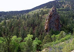 Bear Creek Cañon Park - View of rock formation in the park, May's Peak in the background (2)