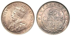 Canada Newfoundland George V 25 Cents 1917C