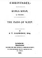 Christabel, Kubla Khan, and Pains of Sleep titlepage