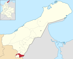 Location of the town and municipality of Urumita in the Department of La Guajira.
