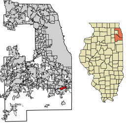 Location of Steger in Cook County, Illinois.