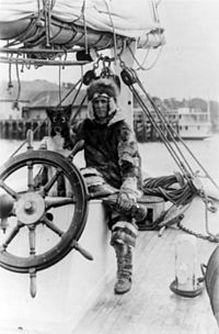 Donald macmillan on ship bowdoin 1922