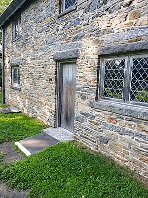 Front entrance at Henry Whitfield State Museum circa 1639 Oldest house in Connecticut Guilford CT USA