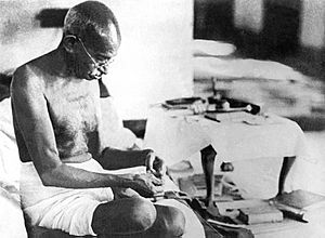 Gandhi spinning 1942