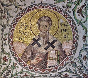 Gregory the Illuminator mosaic on Pammakaristos Church in Constantinople.jpg