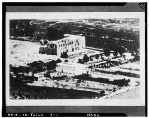 Historic American Buildings Survey Copied from view of Tucson in 1880 (Apparently taken from 'A' Mountain). Courtesy Harry Drachman. (Leopoldo Carrillo House in Foreground). - HABS ARIZ,10-TUCSO,3-1