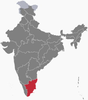 Location of Tamil Nadu in India