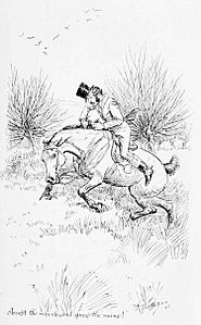 Illust by Hugh Thomson for Riding Recollections by George John Whyte-Melville-Accept the ridicule, and grasp the mane