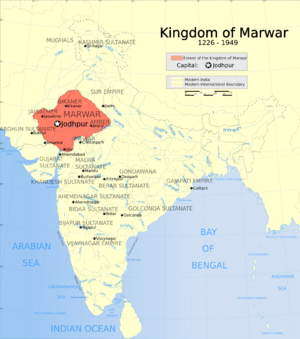 Indian Kingdom of Marwar map