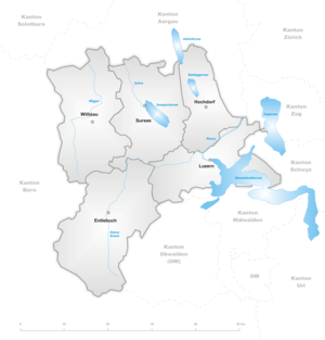 Karte Kanton Luzern Bezirke