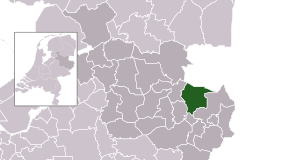 Highlighted position of Tubbergen in a municipal map of Overijssel