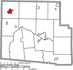 Location of Ada in Hardin County