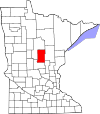 State map highlighting Crow Wing County