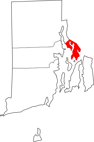 Map of Rhode Island highlighting Bristol County