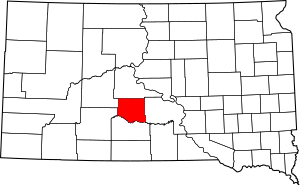 Map of South Dakota highlighting Jones County