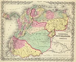 Map of Venezuela, New Granada and Ecuador (1855)