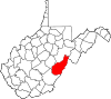 State map highlighting Pocahontas County