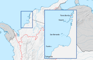 Mapa de Colombia (región Insular, close-up)