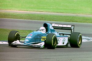 Martin Brundle - Ligier JS39 during practice for the1993 British Grand Prix (33557361031)