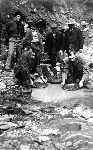Panning for gold, Cooper Creek, Alaska, 1907 (COBB 279)