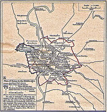 Plan of Rome in the Middle Ages - Historical Atlas by William R. Shepherd, 1923