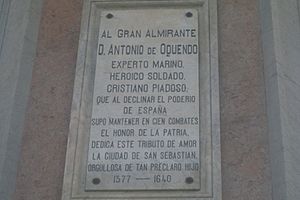 Plaque on statue base Antonio de Oquendo